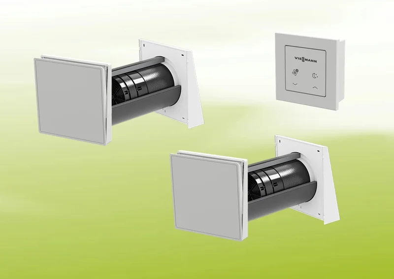 2x Viessmann Vitovent 100-D Type H40E B55 (L) met bedieningspaneel 100-D bedraad, ventilatieset